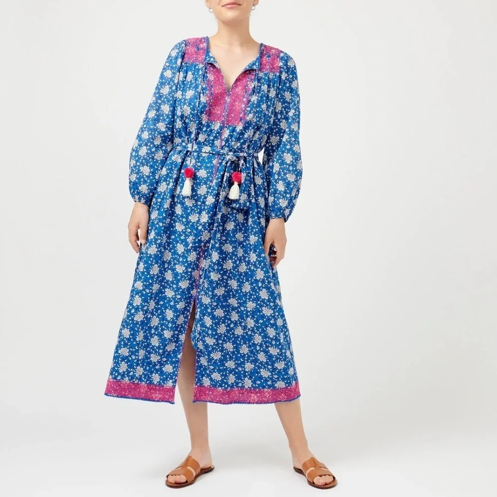 J. Crew Blue and Pink boho Floral Maxi Dress - Picture 2 of 7